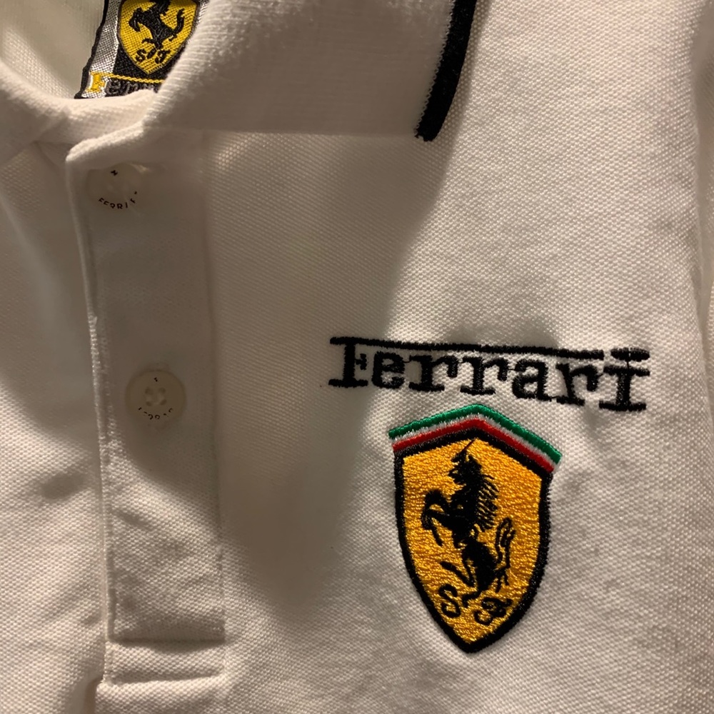 Ferrari Crest Formula One White Prima Cotton Size8